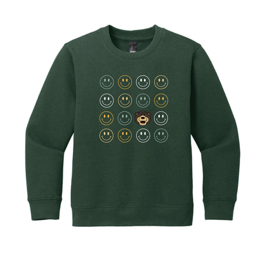 The Smiles for Bruiser | Youth Forest Green Crewneck Sweatshirt