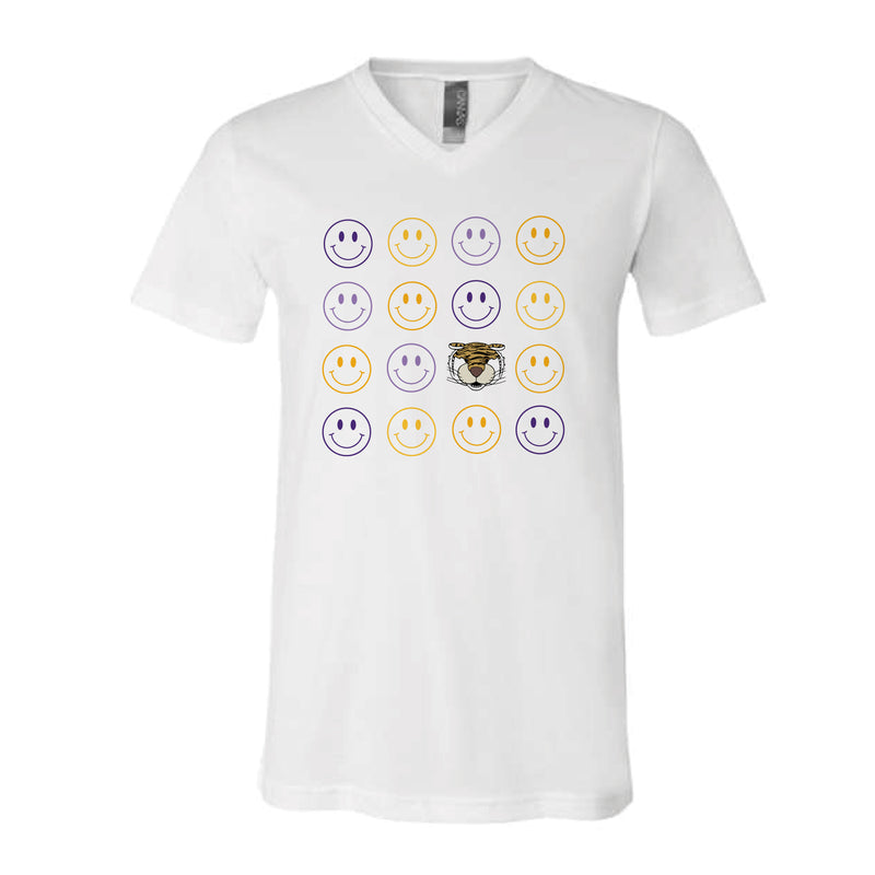 The Smiles for Mike the Tiger | White V-Neck Tee