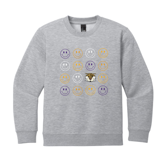 The Smiles for Mike the Tiger | Youth Light Heather Grey Sweatshirt