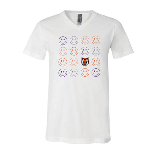 The Smiles for the Tigers | White V-Neck Tee
