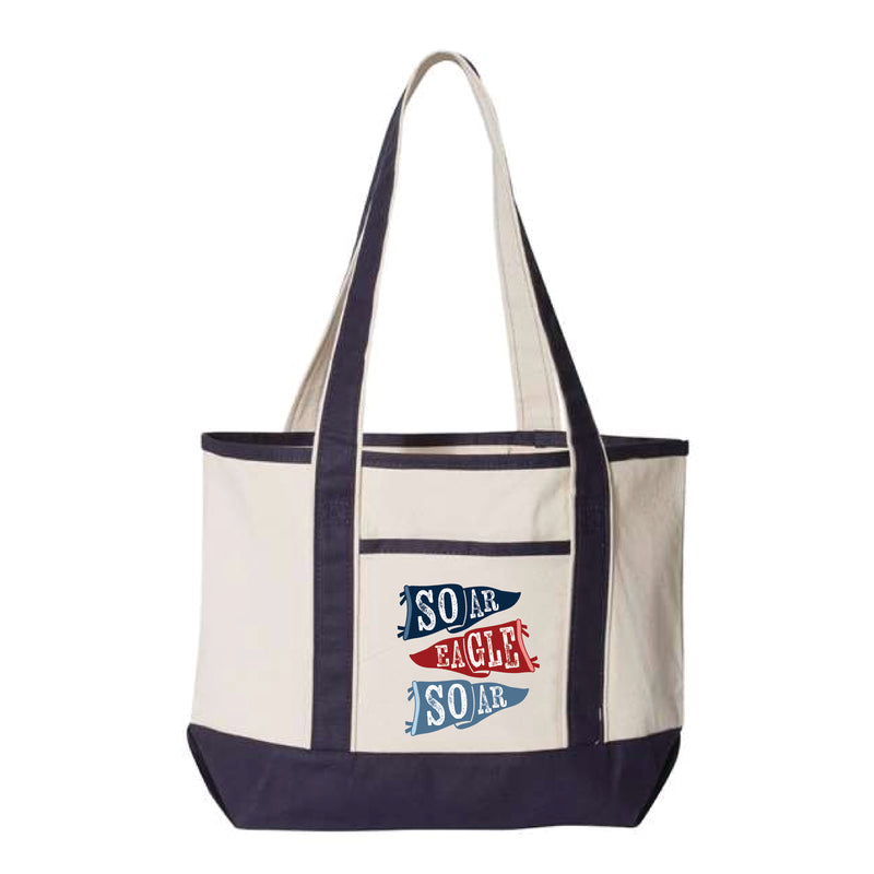 The Soar Eagles Soar Flags | Natural/ Navy Canvas Resort Bag