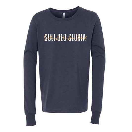The Soli Deo Gloria | Navy Youth Long Sleeve Tee