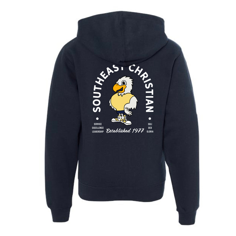 The Southeast Christian Est Arch | Youth Navy Full-Zip Hooded Sweatshirt