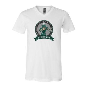 The Spartans Banner Circle | White V-Neck Tee