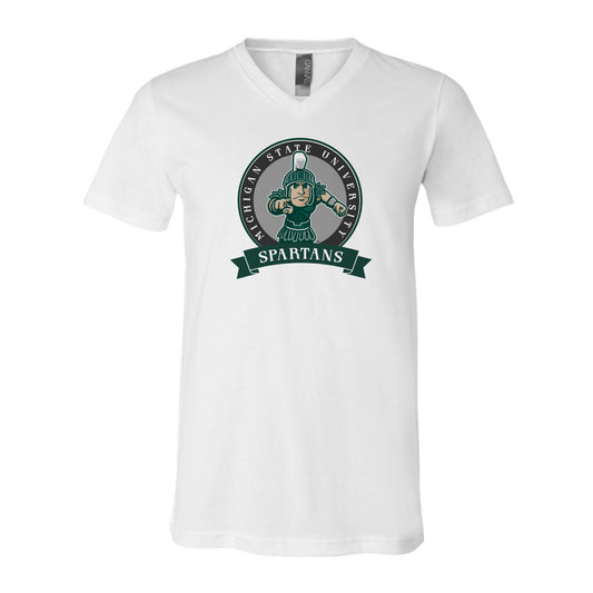 The Spartans Banner Circle | White V-Neck Tee