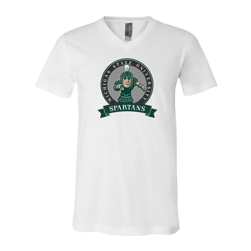 The Spartans Banner Circle | White V-Neck Tee