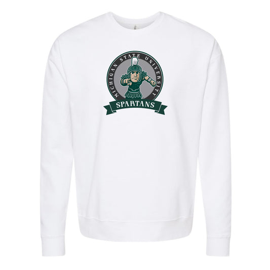The Spartans Banner Circle | White Sweatshirt