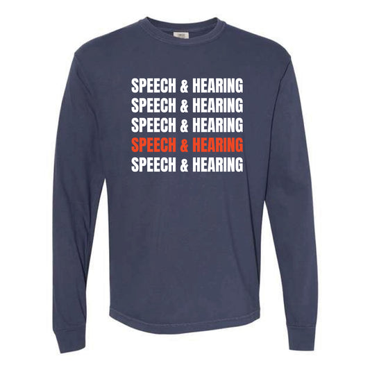 The Speech & Hearing Repeat |  Navy Long Sleeve Tee