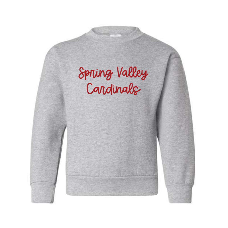 The Spring Valley Cardinals | Embroidered Light Steel Youth Crewneck Sweatshirt