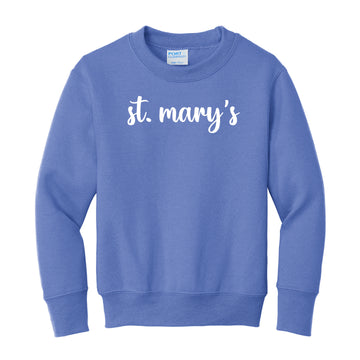 The St. Mary's Script | Carolina Blue Youth Crewneck Sweatshirt