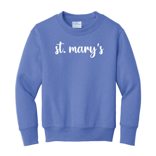 The St. Mary's Script | Carolina Blue Youth Crewneck Sweatshirt