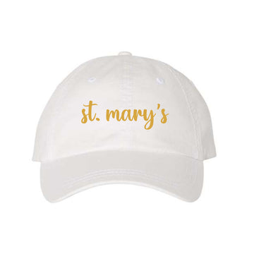The St. Mary's Script | Embroidered White Sportsman Cap