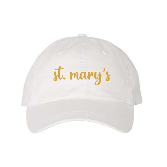 The St. Mary's Script | Embroidered White Sportsman Cap