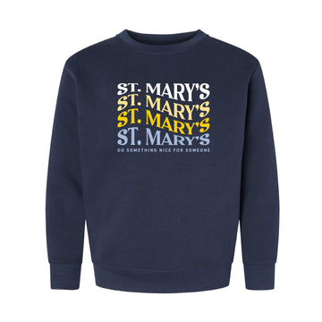 The St. Mary's Wavy | Navy Youth Crewneck