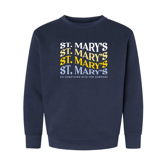 The St. Mary's Wavy | Navy Youth Crewneck