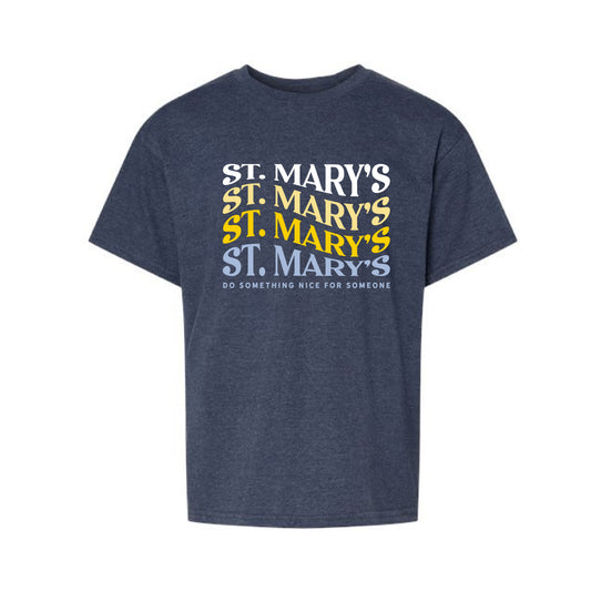 The St. Mary's Wavy | Navy Mist Youth Tee