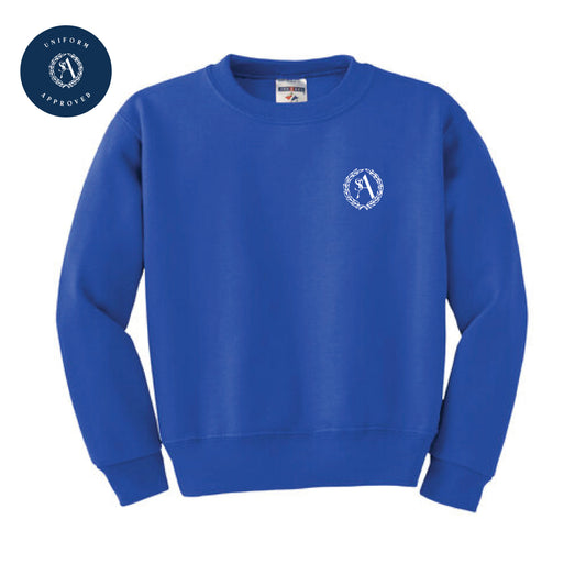 The St. Ann Crest | Embroidered Youth Royal Crewneck Sweatshirt