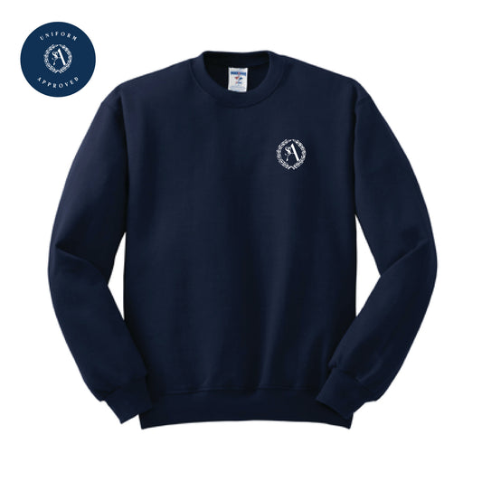 The St. Ann Crest | Embroidered Youth Navy Crewneck Sweatshirt