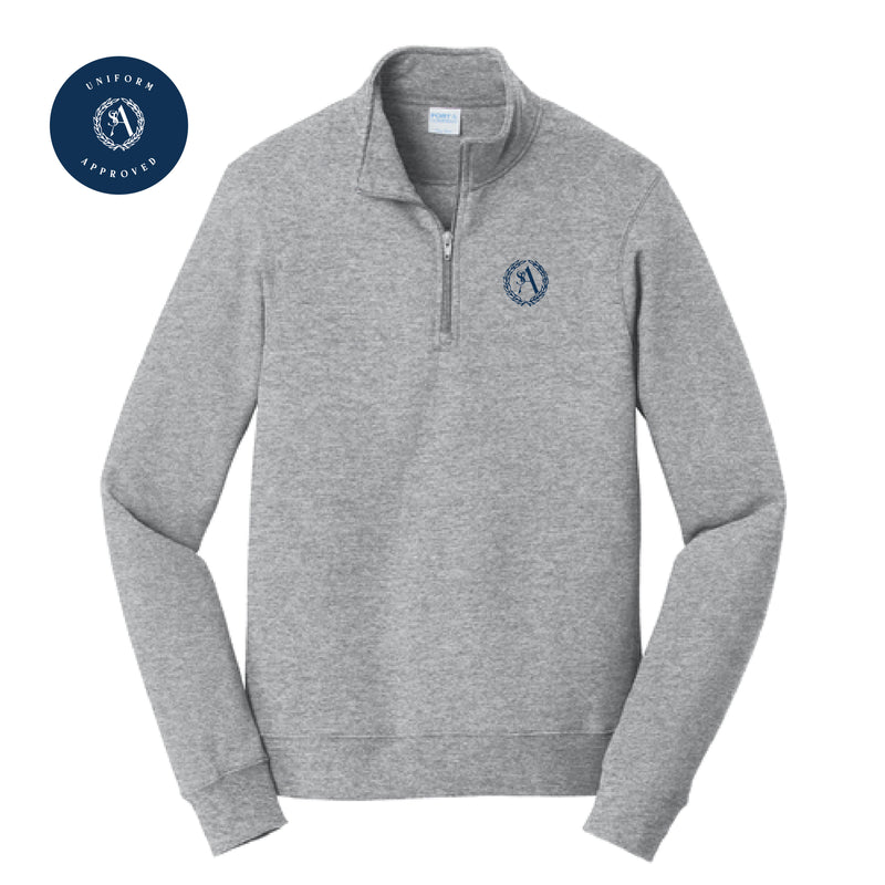 The St. Ann Crest | Embroidered Adult Athletic Heather 1/4-Zip Pullover Sweatshirt