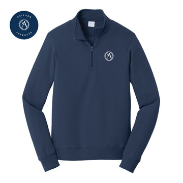 The St. Ann Crest | Embroidered Adult Navy 1/4-Zip Pullover Sweatshirt