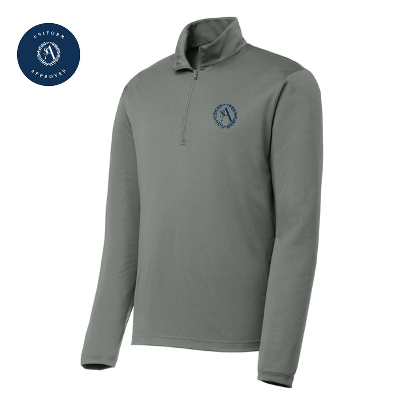 The St. Ann Crest | Adult Grey Concrete Performance 1/4-Zip Pullover