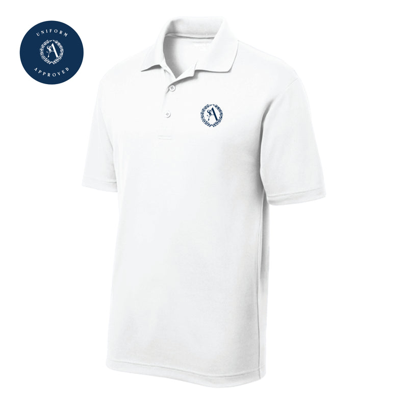 The St. Ann Crest | Embroidered Adult White Performance Polo