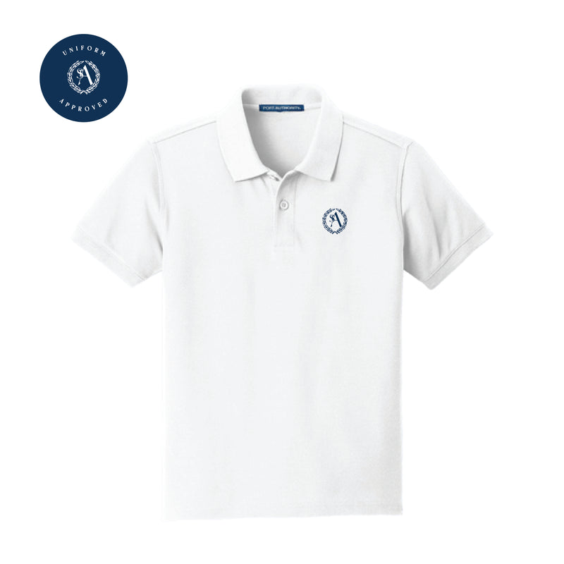 The St. Ann Crest | Embroidered Youth White Polo