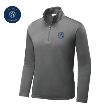 The St. Ann Crest | Embroidered Youth Grey Concrete Performance 1/4-Zip Pullover