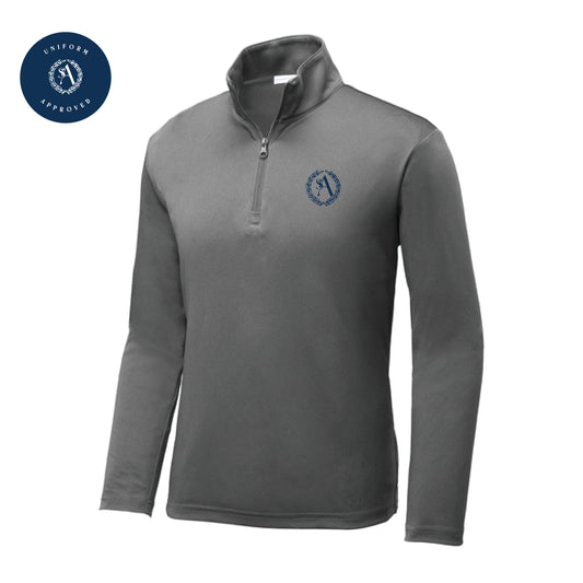 The St. Ann Crest | Embroidered Youth Grey Concrete Performance 1/4-Zip Pullover