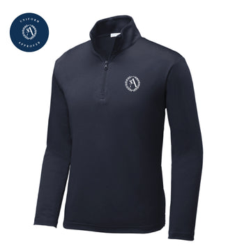 The St. Ann Crest | Embroidered Youth True Navy Performance 1/4-Zip Pullover