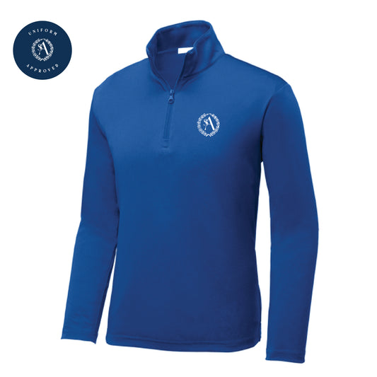 The St. Ann Crest | Embroidered Youth True Royal Performance 1/4-Zip Pullover