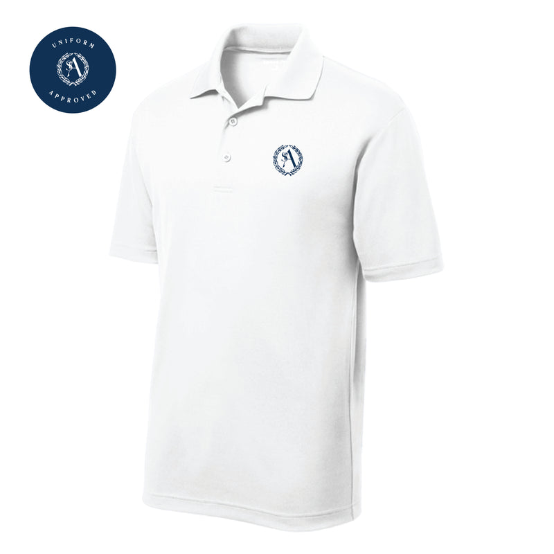 The St. Ann Crest | Embroidered Youth White Performance Polo