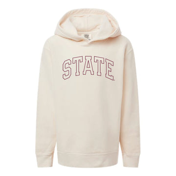 The State Arch Outline | Youth Ivory Hooded Sweatshirt
