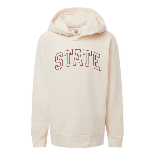 The State Arch Outline | Youth Ivory Hooded Sweatshirt