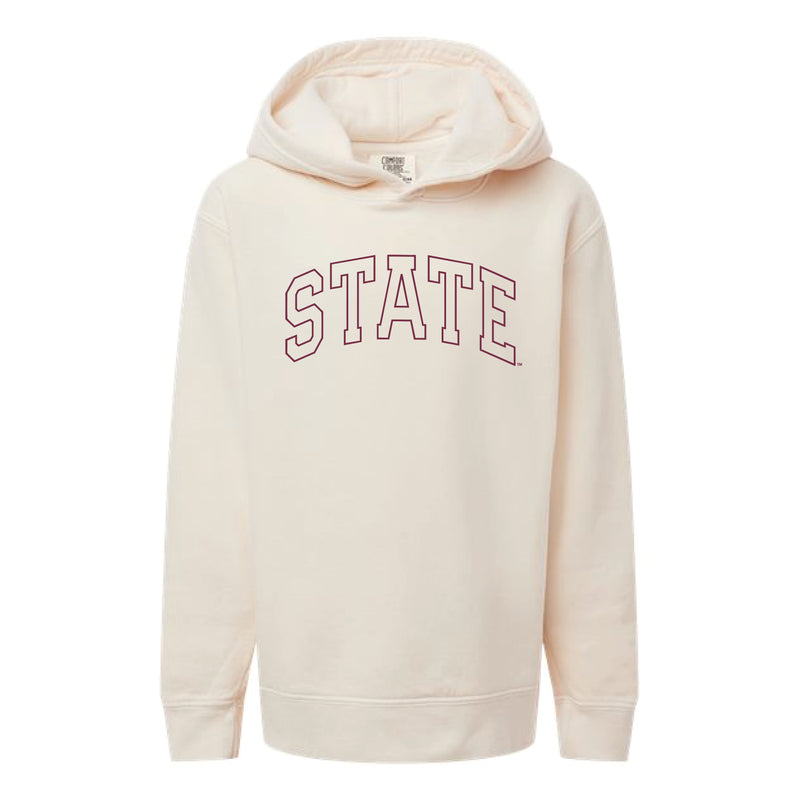 The State Arch Outline | Youth Ivory Hooded Sweatshirt