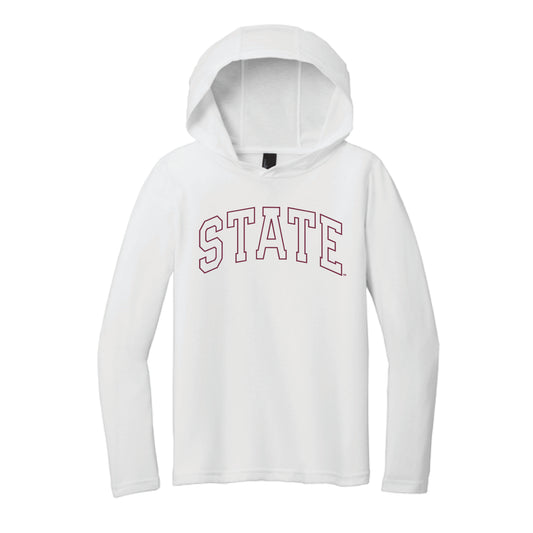The State Arch Outline | Youth White Performance Hoodie