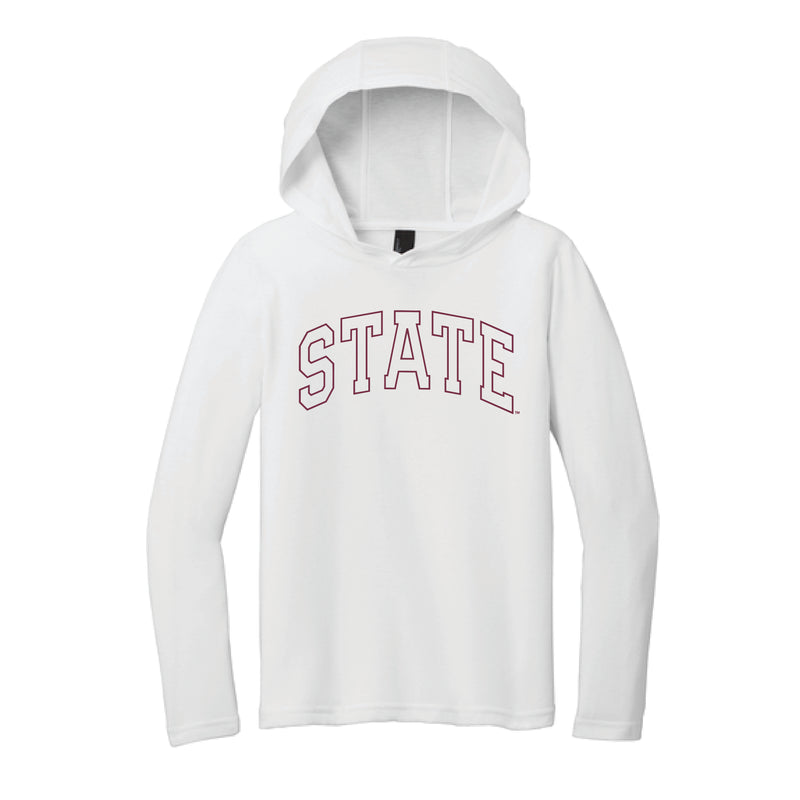 The State Arch Outline | Youth White Performance Hoodie
