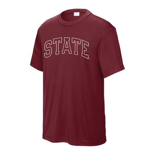 The State Arch Outline | Youth Maroon Performance Tee