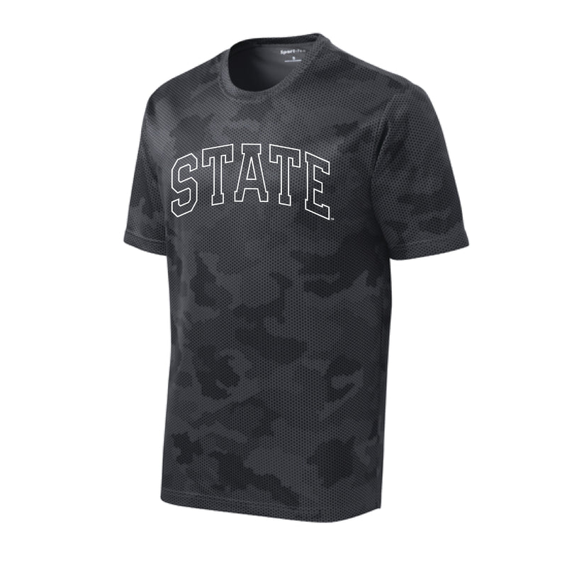 The State Arch Outline | Youth Iron Grey Performance Tee