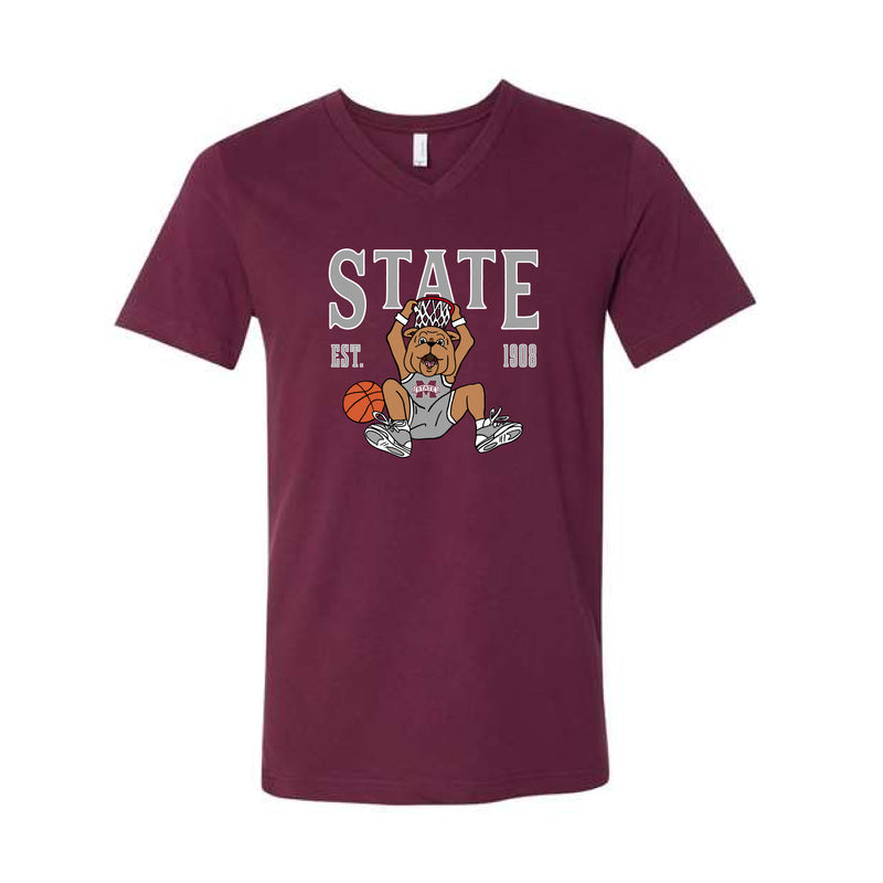 The State Basketball EST | Maroon V-Neck Tee