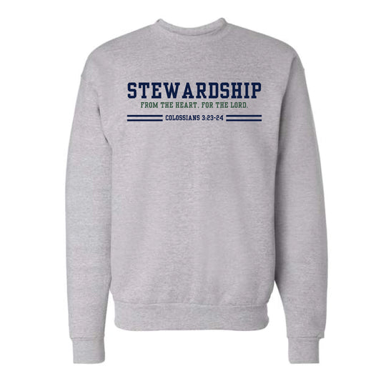 The Stewardship Stripes | Adult Light Steel Crewneck Sweatshirt