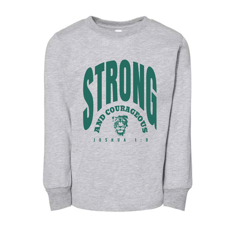 The Strong & Courageous | Athletic Heather Toddler Long Sleeve Tee