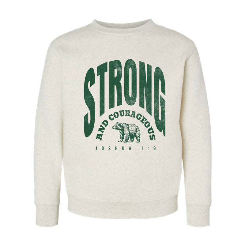 The Strong & Courageous | Natural Heather Youth Crewneck Sweatshirt