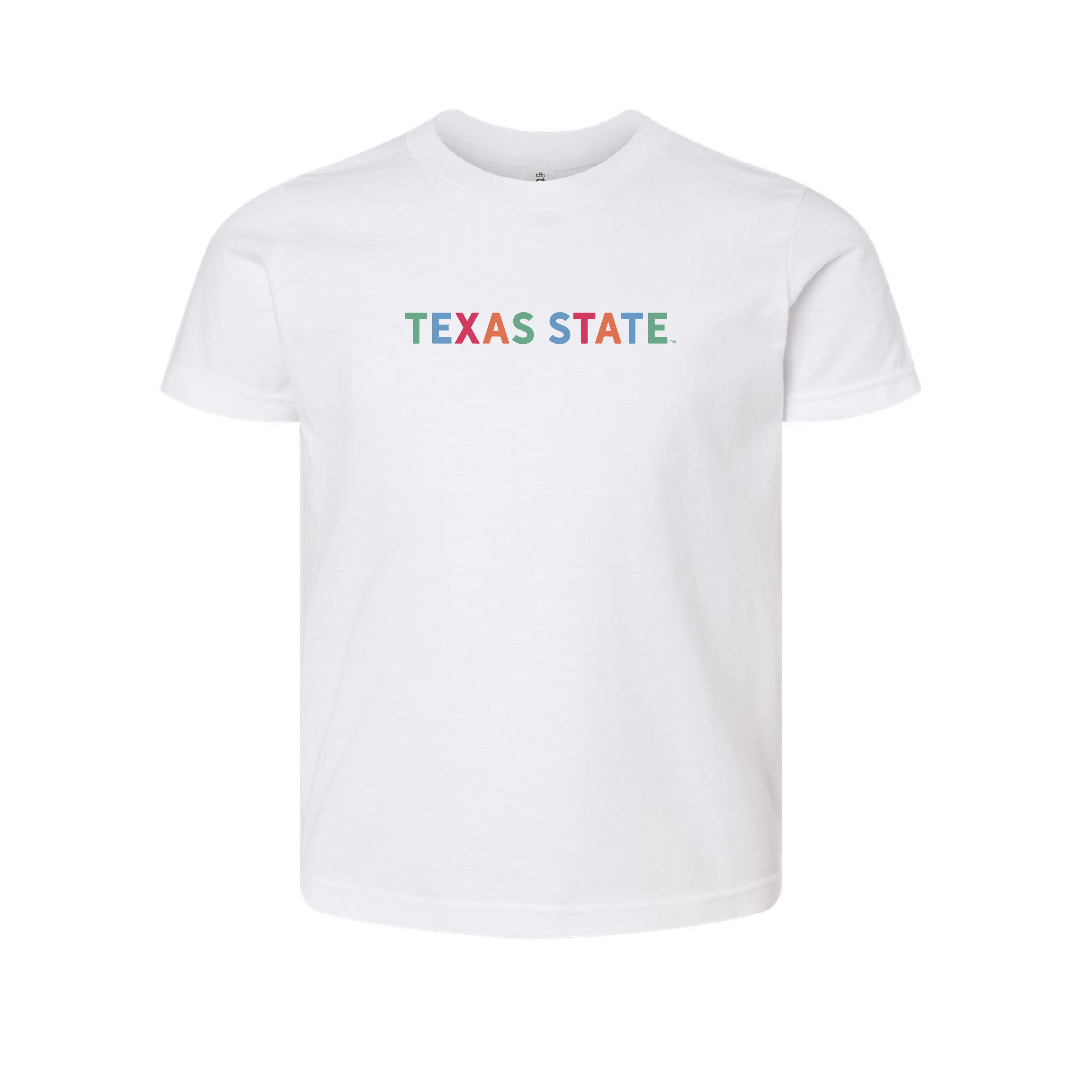 The Texas State Multi | Youth White Tee – Scarlet & Gold