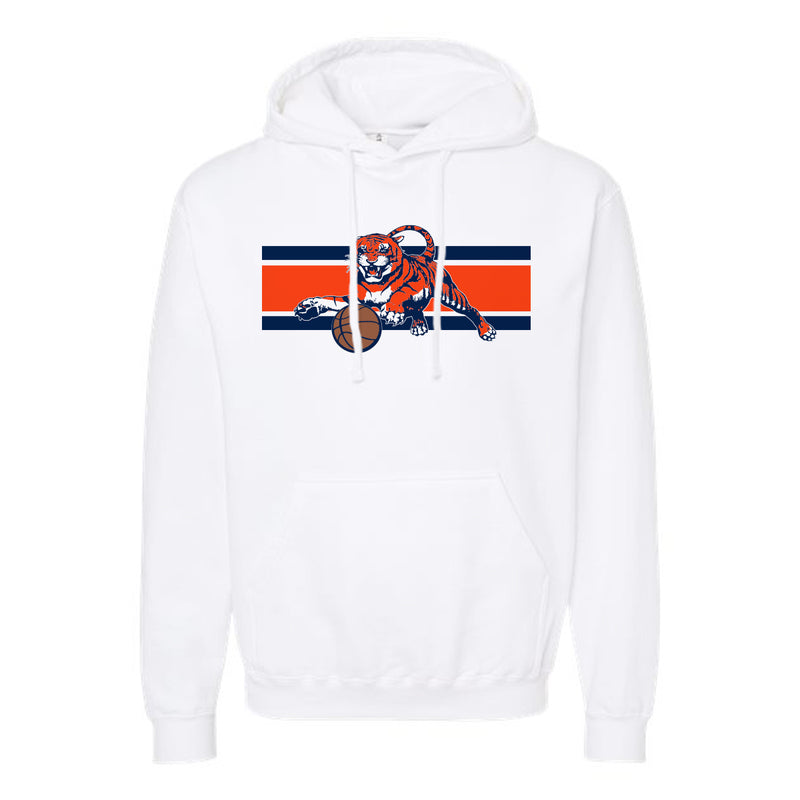 The Tiger Basketball Stripes Logo | Youth White Hoodie