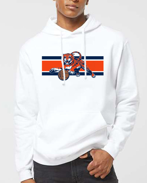 The Tiger Basketball Stripes Logo | White Hoodie