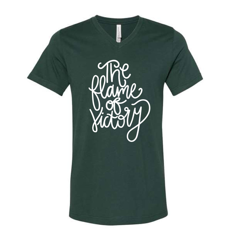 The Flame of Victory Script | Forest V-Neck Tee