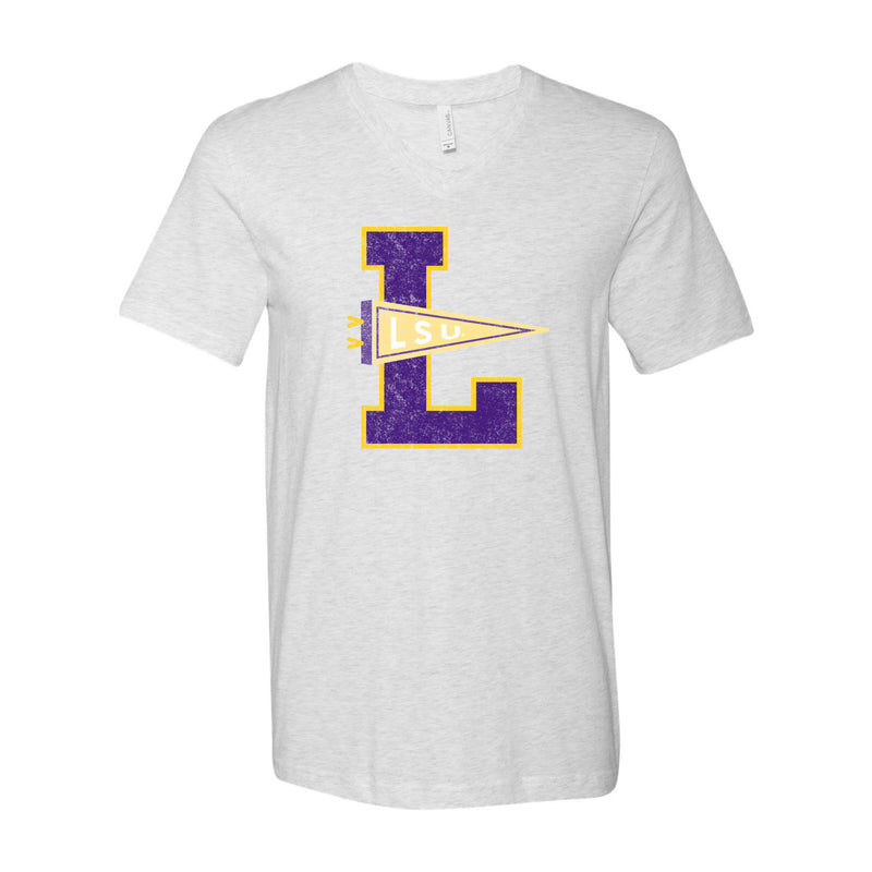 The LSU Pennant | Ash V-Neck Tee