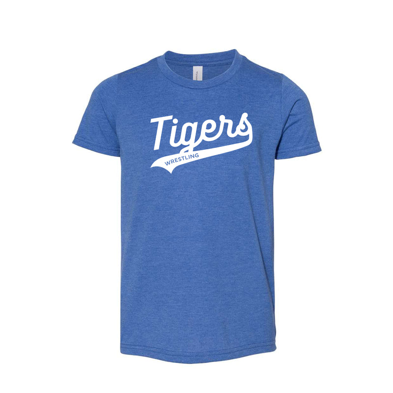 The Tigers Wrestling Swoosh | Heather True Royal Youth Tee