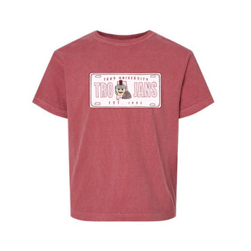 The Troy License Plate | Youth Crimson Tee
